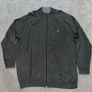Polo Ralph Lauren Men's Full-Zip Mock Neck Sweater - 2XLT - Heather Gray - EUC